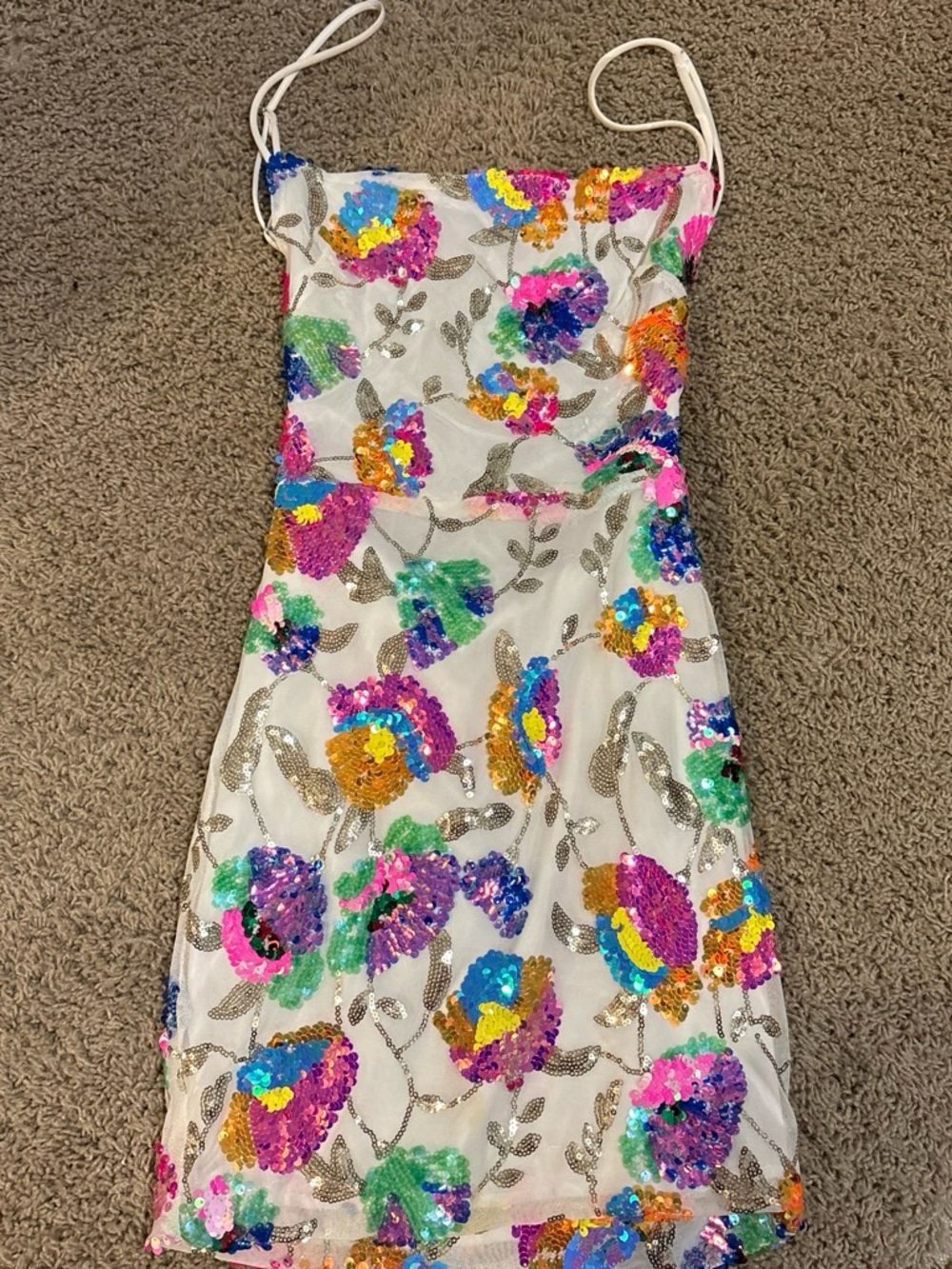 Lucy in the Sky 
Multicolor Sequin Floral Dress - Sparkling Party Dress